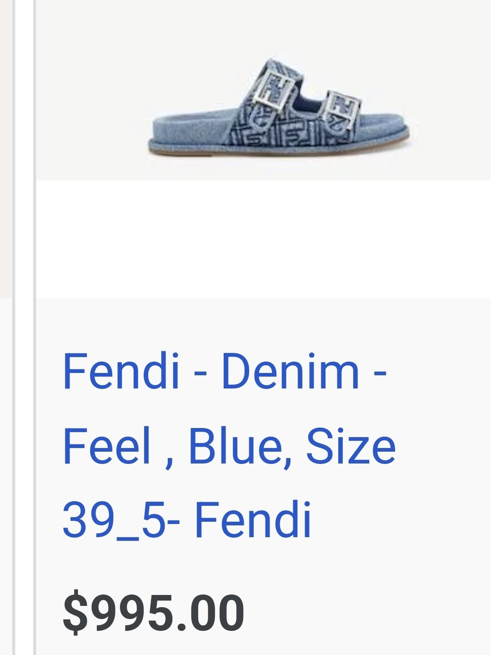 Fendi Women's Denim Blue Monogram Double-Buckle Slide Sandals - Picture 10 of 10